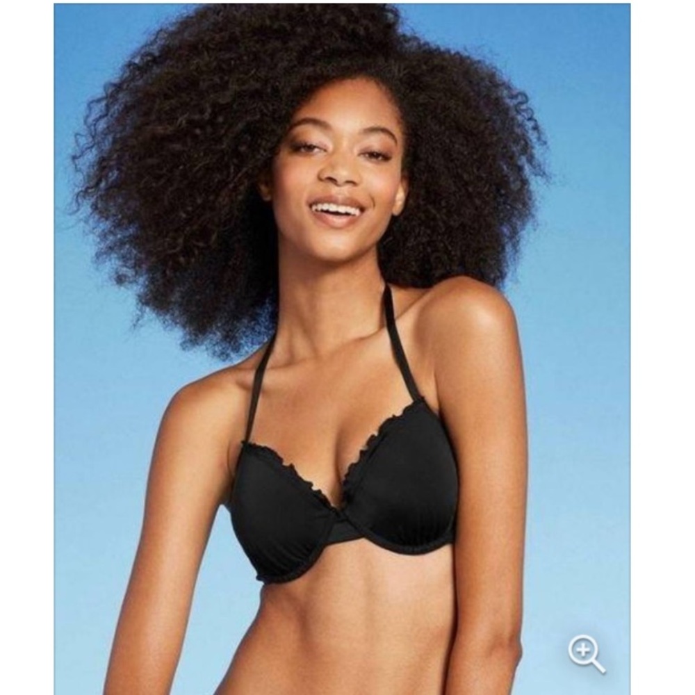 Shade & Shore women’s black ruffle hem bikini top